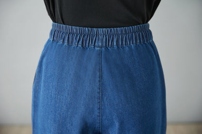 Women's Jeans Elastic Waist Wide Leg Denim Pants