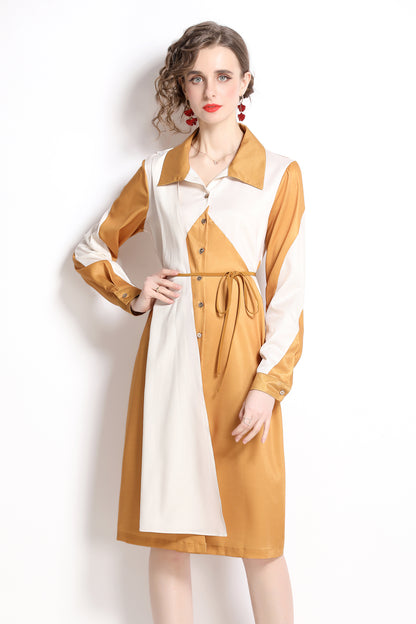 SSY-Women's Floral Print Button up Long Sleeve Midi Dress