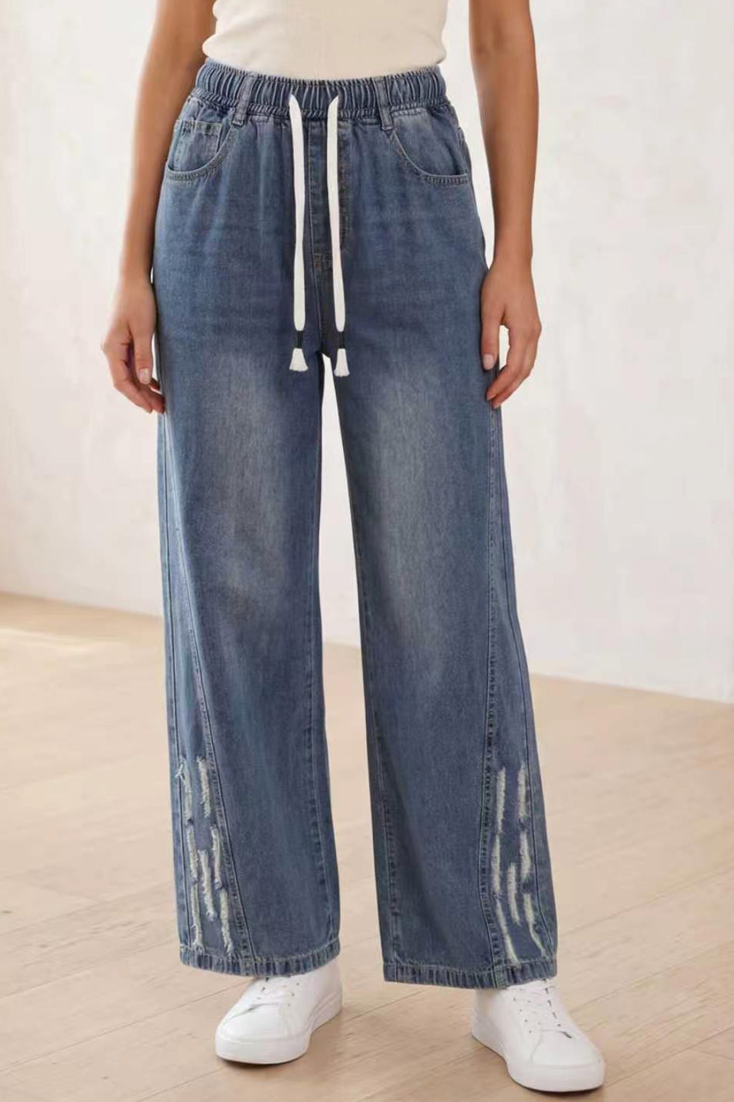 Women's 2026 Jeans Elastic Waist Wide Leg Denim