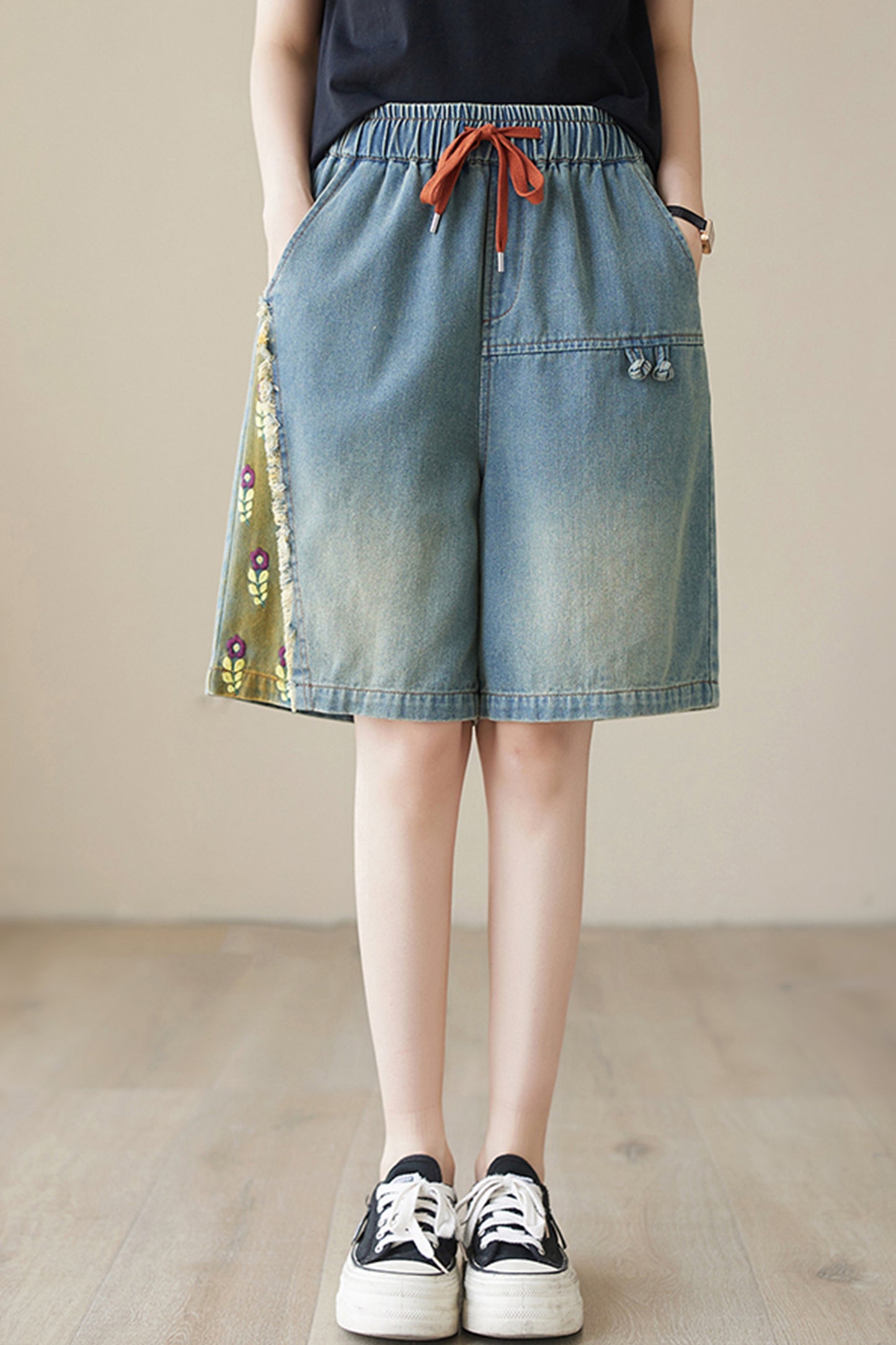 Women's Bermuda Shorts Baggy Jean Denim Shorts - LAI MENG FIVE CATS