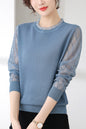 Women's Sweater Puff Sleeve Patchwork Lace Tops