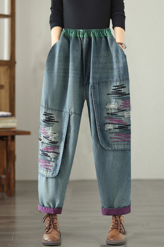 Women's Baggy Jeans Harem Pants Barrel Denim