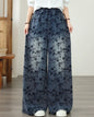 Vintage Floral Print Denim Wide-Leg Pants Wide-Leg Jeans