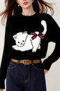 Women's Cat Sweater Fun Graphic Pullover Tops