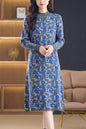 Women's Long Sleeve Knit Stretch Sweater Midi Dress