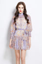 Women's Chiffon Floral Print Ruffle Thin Mini Dress