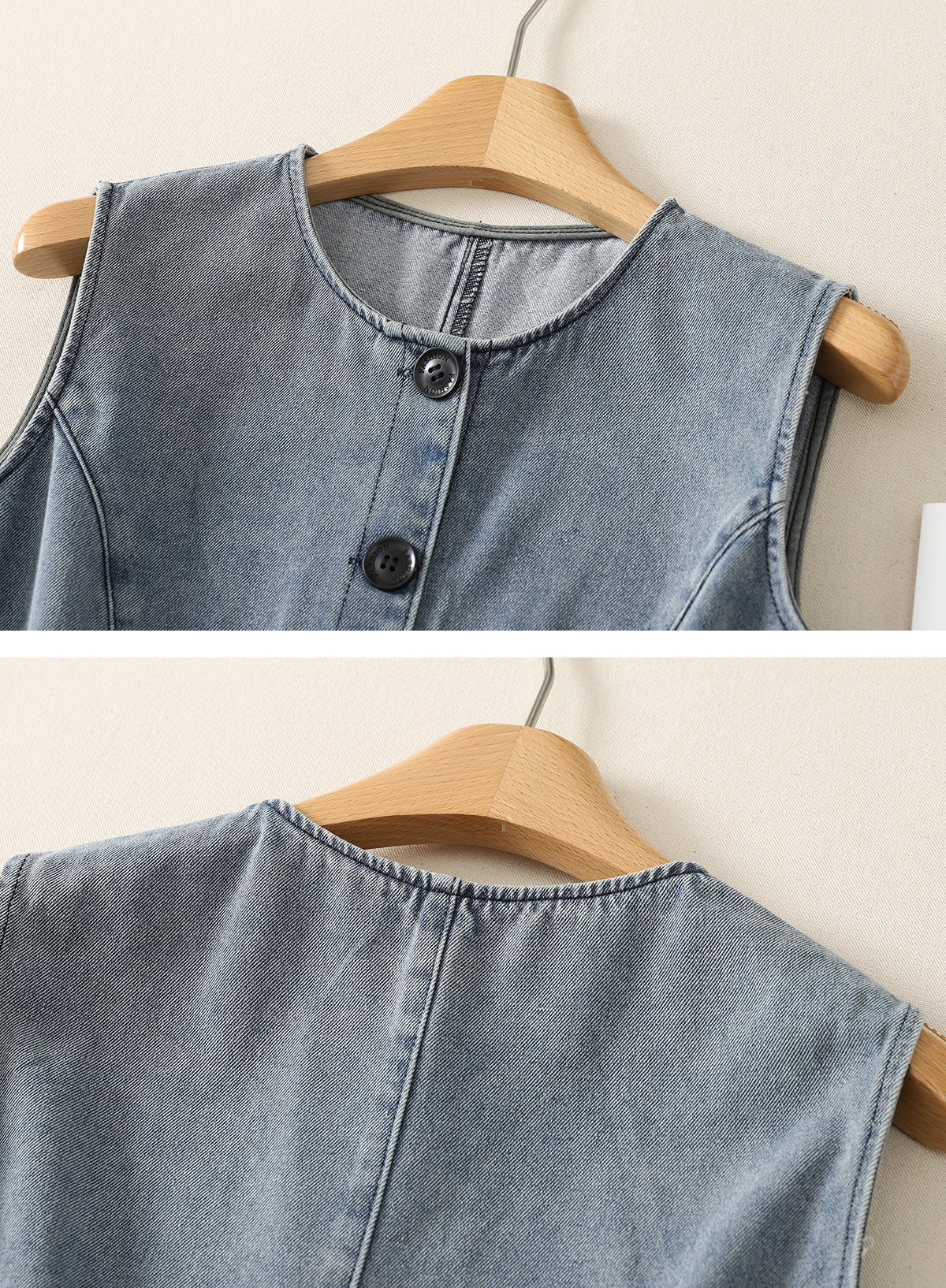 Sleeveless Denim Button Front Top