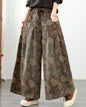 Women's Vintage Floral Print  Drawstring Wide Leg Jeans