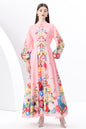 Women's Floral Print Ruffle Wrap Maxi Dress