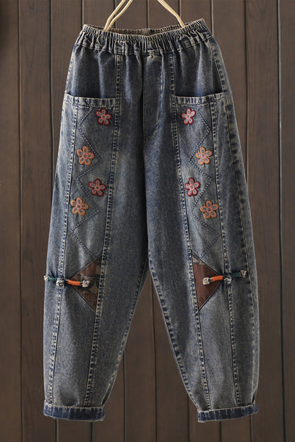 Women Jeans Denim Loose Elastic Waist Pants