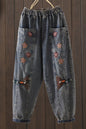 Women Jeans Denim Loose Elastic Waist Pants