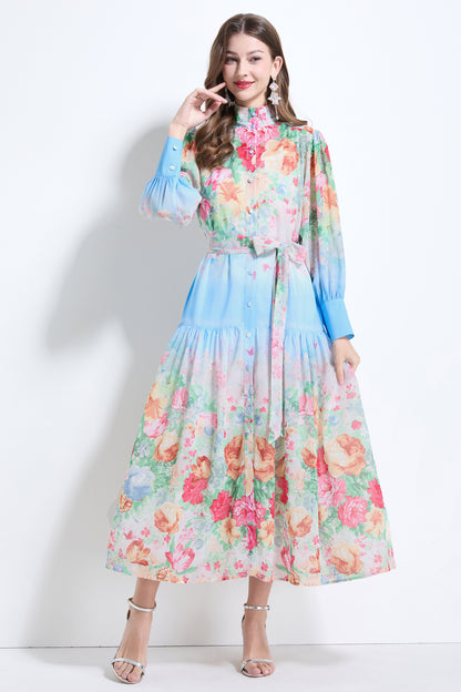 Women's Floral Print Casual Split Flowy Maxi Dress