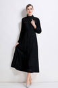 Women's Hollow Out Lace Button Long Sleeve Maxi Dress