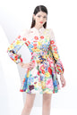 Women's Lantern Sleeve Floral Print Mini Dress