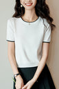 Women's Short Sleeve Ribbed Knit Tops