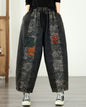 Retro Boho Patchwork Floral Print Denim Harem Pants