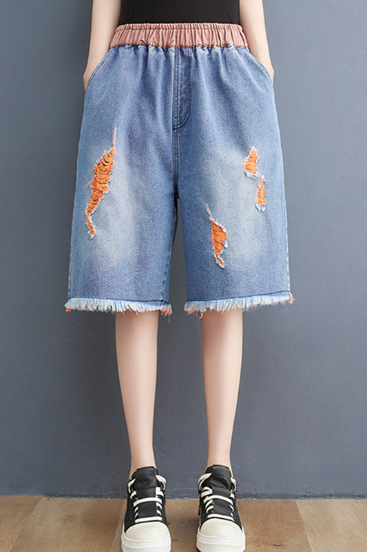 Women's Bermuda Shorts Baggy Jean Denim Shorts - LAI MENG FIVE CATS