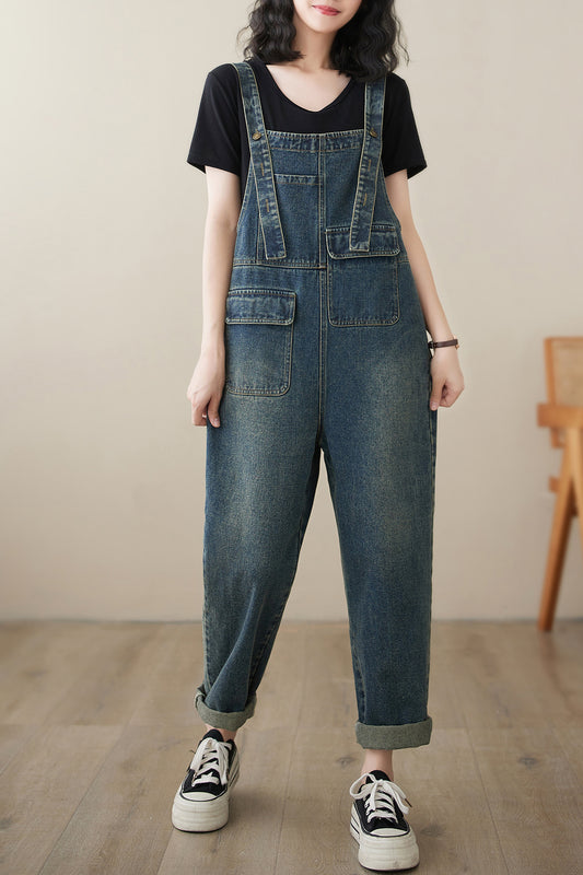 Womens Denim Bib Pants Jumpsuits Adjustable Strap Overalls