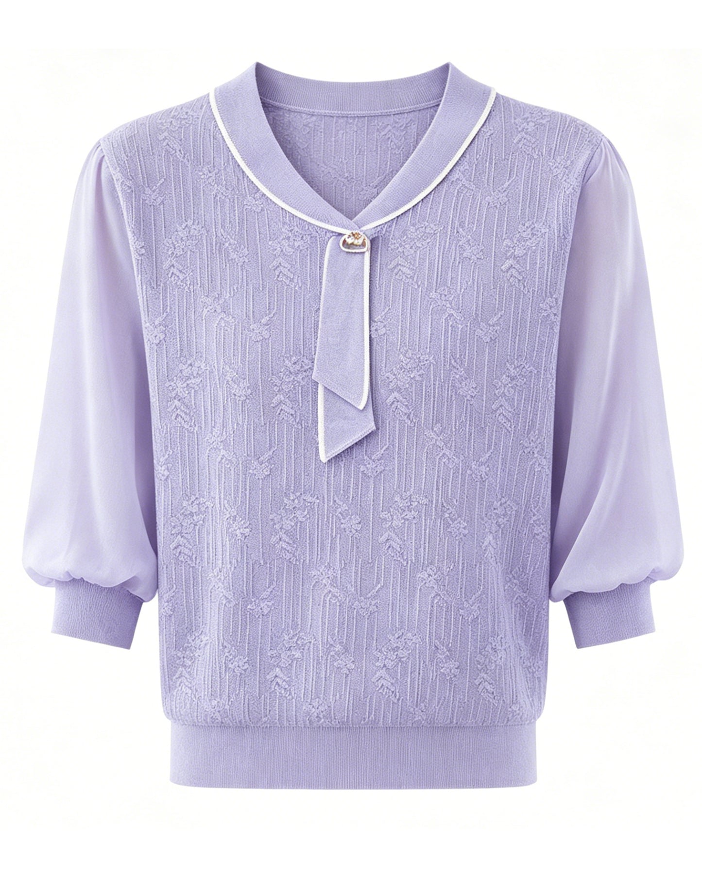 Tie-Neck Lightweight Knit Polo Top