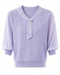 Tie-Neck Lightweight Knit Polo Top