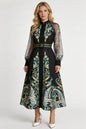 26-Women's Puff Sleeves Floral Print Button Maxi Dress