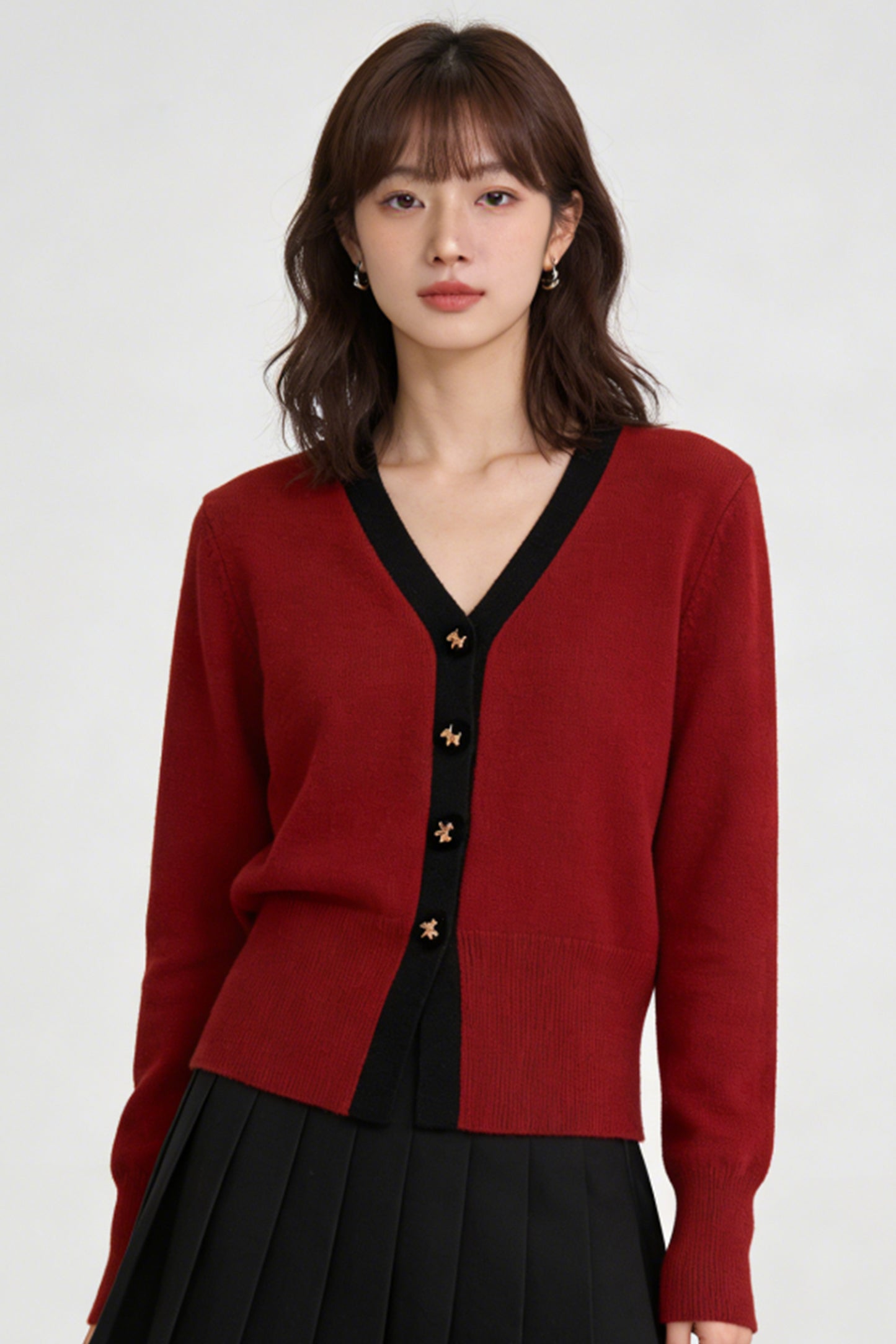 Women's Cardigan Sweater V-Neck Knit Long Sleeve Top