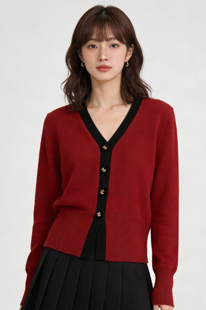 Women's Cardigan Sweater V-Neck Knit Long Sleeve Top