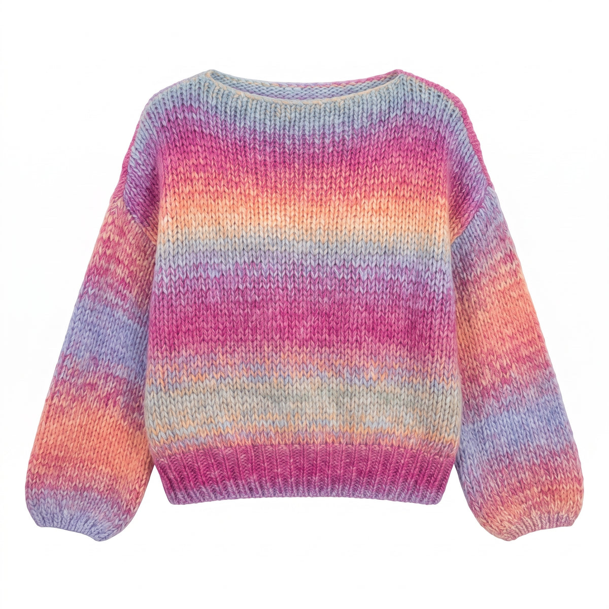 28727 Loose fit Pastel Gradient Chunky Knit Sweater for Women