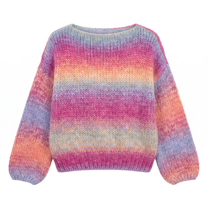 28727 Loose fit Pastel Gradient Chunky Knit Sweater for Women