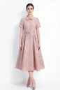 Luxury Jacquard Button-Front A-Line Midi Dress with Belt