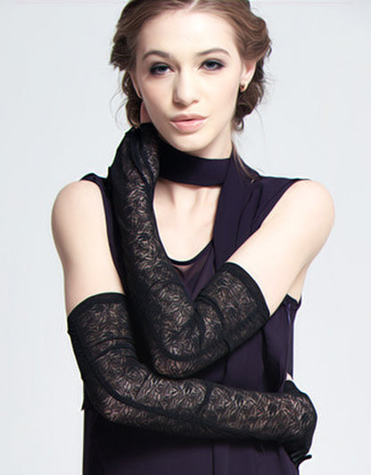 Women's Long Lace Fingerless Gloves Elbow Length Gloves