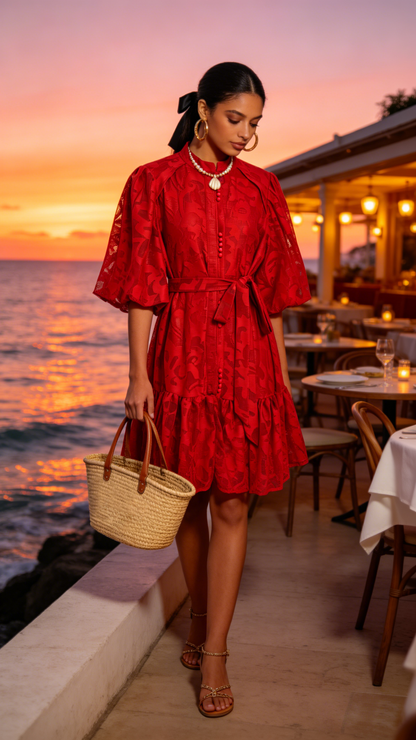 Red Romantic Summer Mini Dress