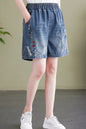 Women's Baggy Pull On Jeans Ripped Denim Shorts - LAI MENG FIVE CATS