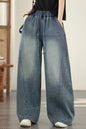 Women's Baggy Jeans Drawstring Waist Wide Leg Denim Pants