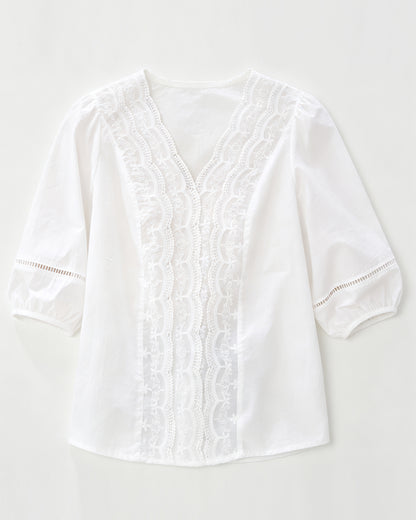 Romantic Lace V-Neck Blouse | Weekend Escape Collection