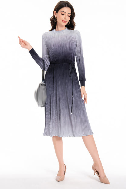 Women's Gradient Color Pleats Midi Dress