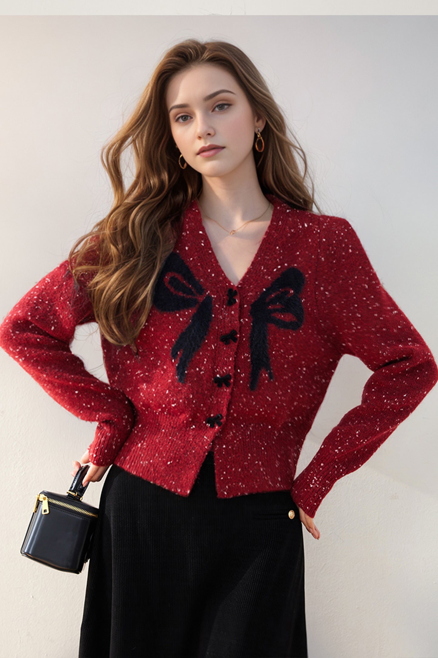 SD-Womens Long Sleeve Bow Cardigan