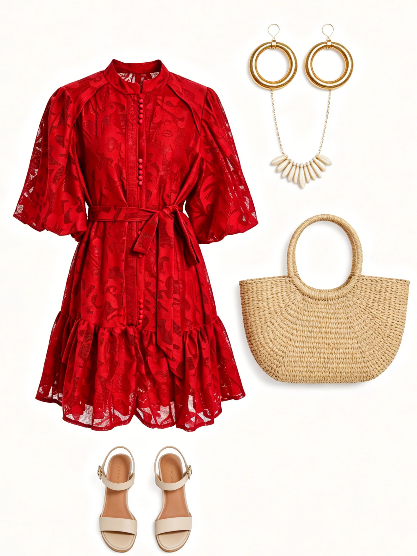 Red Romantic Summer Mini Dress
