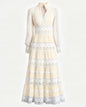 Women's Yellow V-Neck Boho Chic Lace Tiered Maxi Dress
