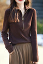 Women's Quarter Zip Pullover Sweaters Collared Knit Top