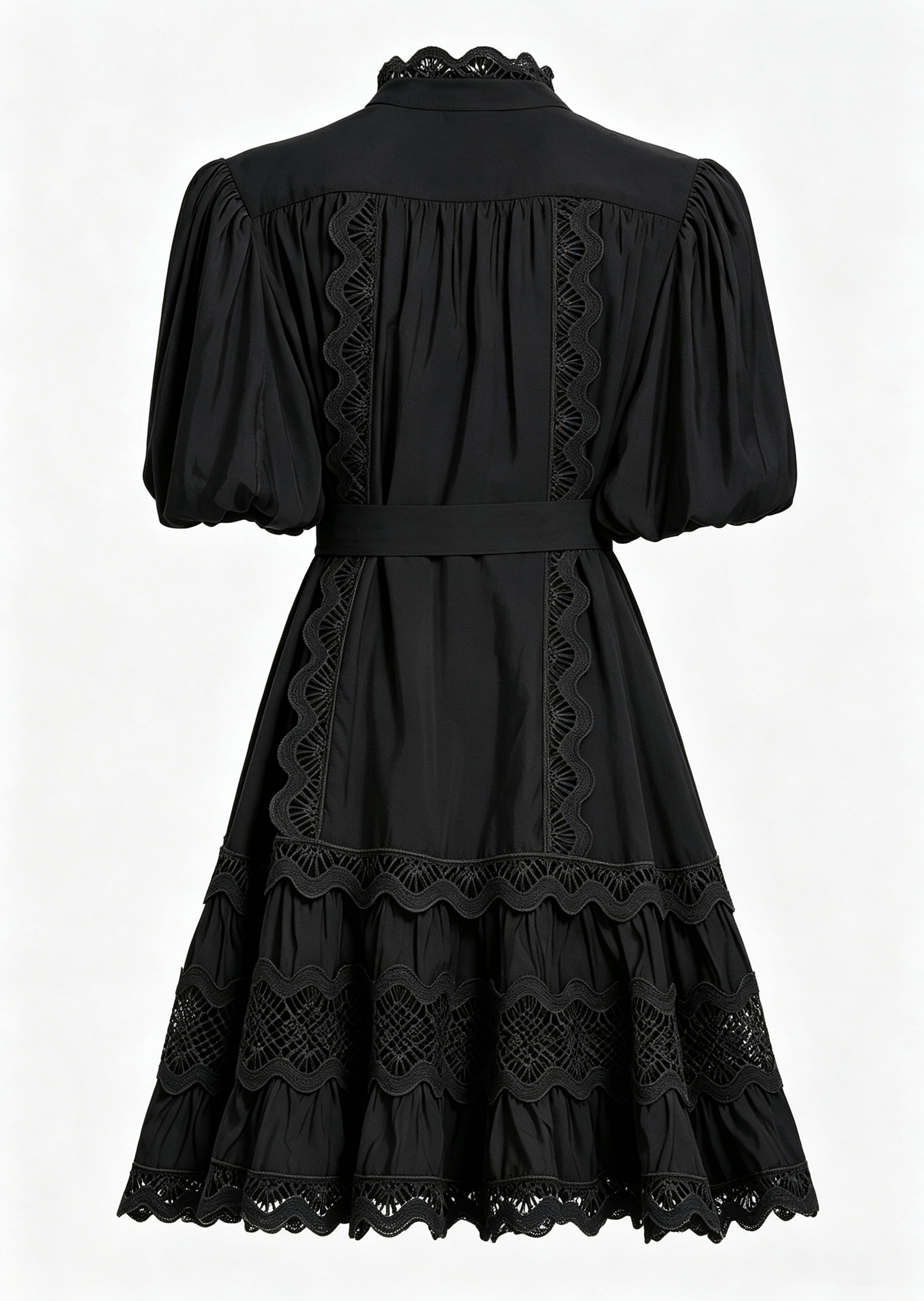 Black Lace Trim Mini Dress for Women – Elegant Romantic Summer Outfit - LAI MENG FIVE CATS