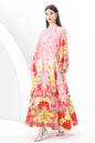 Women's Floral Print Puff Sleeve Split Maxi Dress