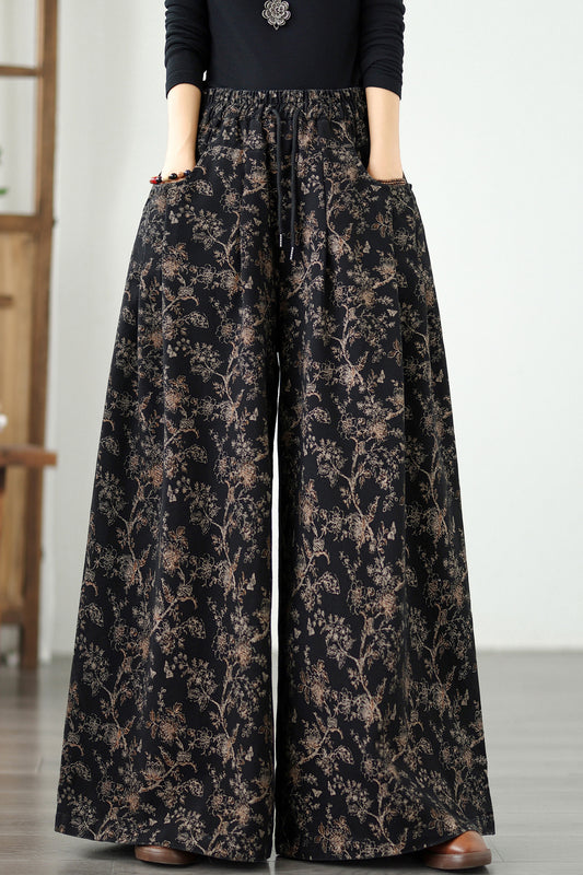 Women's Baggy Jeans Drawstring Elastic Waist Wide Leg