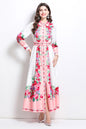 Women's Floral Print Maxi Dress Flowy Split Long Dress