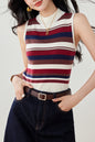 Women's Stripe Sleeveless Ribbed Knit Tops