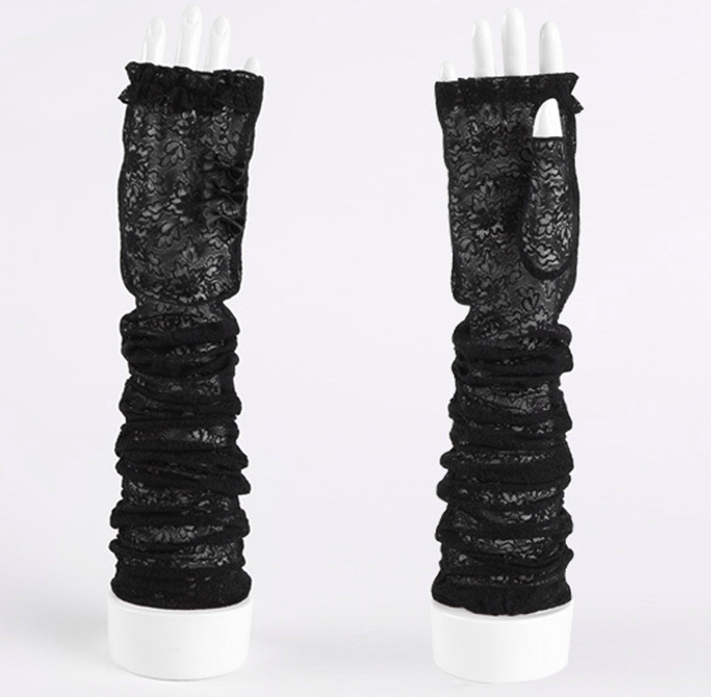 Women's Long Lace Fingerless Gloves Elbow Length Gloves