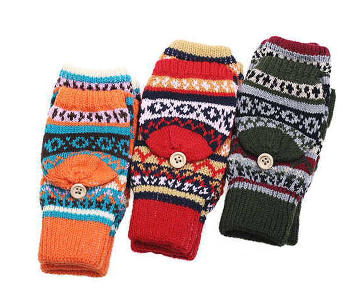 Christmas Thick Knit Gloves Winter Fingerless Winter Gloves for Womens & mans