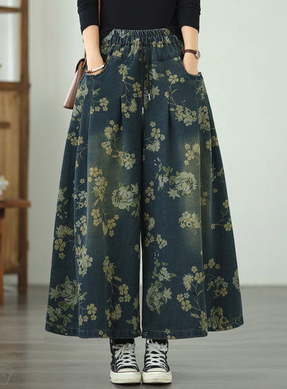 27446 Floral Wide Leg Drawstring Jeans Outfit Ideas