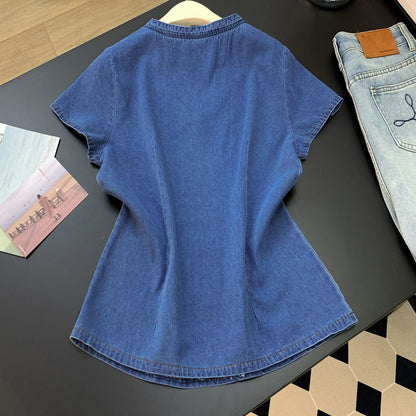 Denim V-Neck Top | Relaxed Fit Everyday Essential