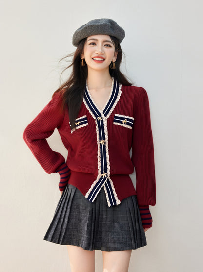 Women's Sweater V-Neck Ribbed Knit Preppy Knitwear